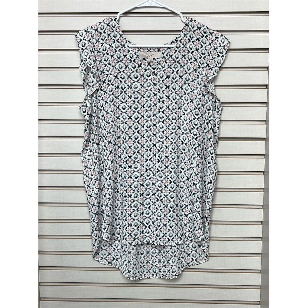 LOFT Women's Floral Print Cap Sleeve Blouse Size M Multicolor Casual Top